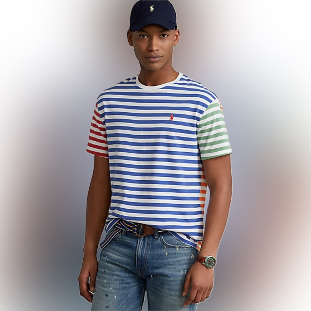 Polo Ralph Lauren Men's Classic-Fit Striped Color Block Jersey T-Shirt Medium